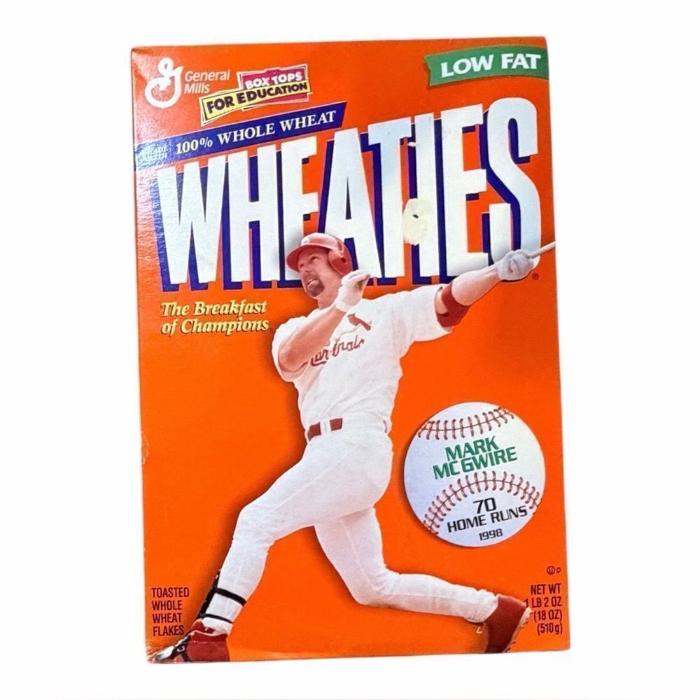Vintage Opened Mark McGwire Wheaties 70 Home Runs 1998 Cereal Box